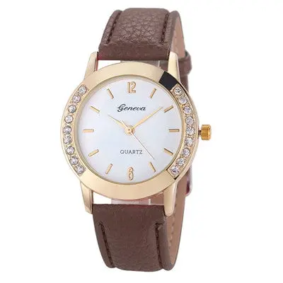Watches Women Geneva Leather Watch Women Crystal Dress Relogio Analog Quartz Feminino Reloj Montre Hours 7