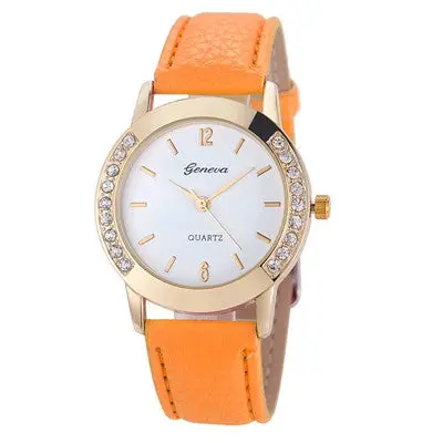 Watches Women Geneva Leather Watch Women Crystal Dress Relogio Analog Quartz Feminino Reloj Montre Hours 8