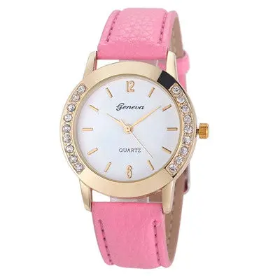 Watches Women Geneva Leather Watch Women Crystal Dress Relogio Analog Quartz Feminino Reloj Montre Hours 9