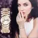 Watches Women Golden Silver Dress Clock Stainless Steel Band Quartz Analog Watch Relogio Feminino 1
