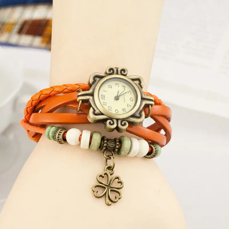 Watches Women Relojes Mujer Bayan Saat Leather Clover Quartz Watch Montre Reloj De Pulsera Para Mujer 2