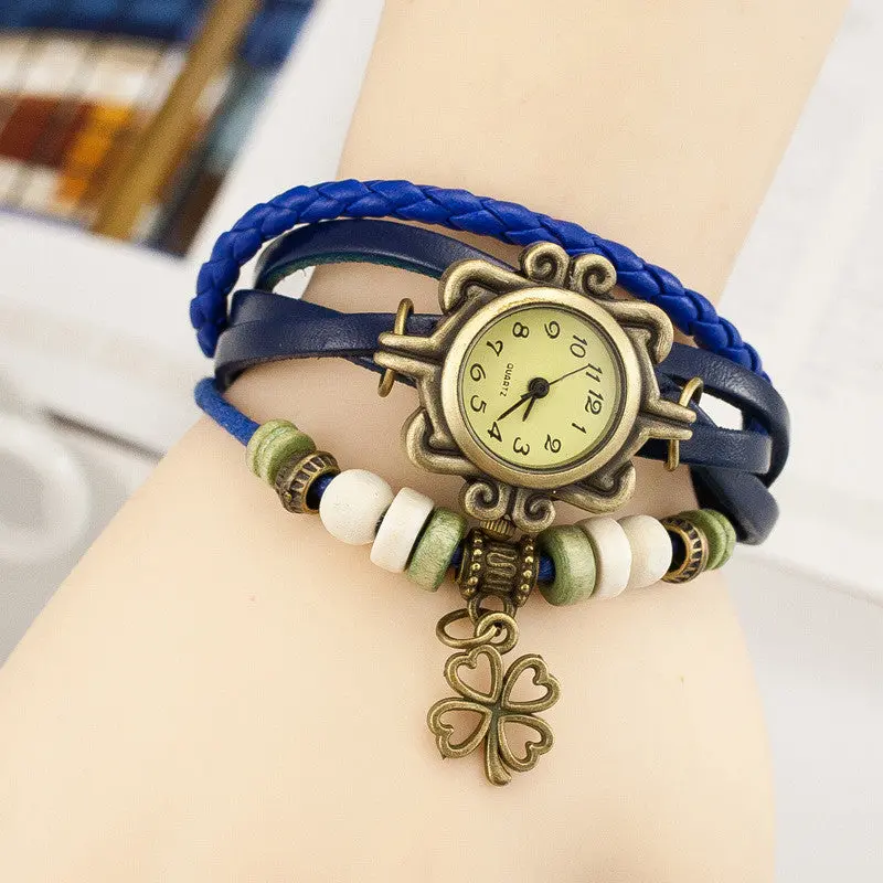Watches Women Relojes Mujer Bayan Saat Leather Clover Quartz Watch Montre Reloj De Pulsera Para Mujer 3