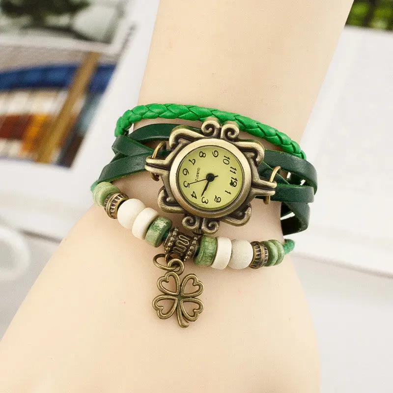 Watches Women Relojes Mujer Bayan Saat Leather Clover Quartz Watch Montre Reloj De Pulsera Para Mujer 7