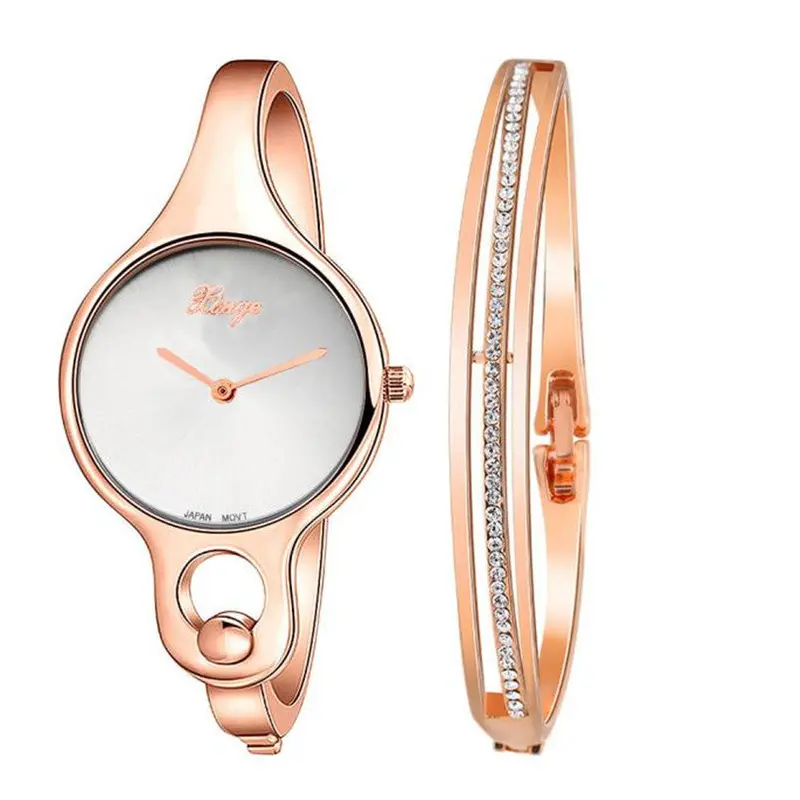 Watches Women Watch Gold Rhinestone Bangle Watch Bracelet Set Ladies Wristwatch Fast Shipping Feida 1