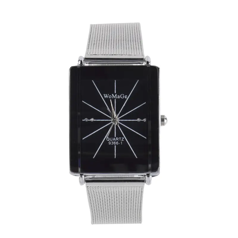 Watchlovers Mesh Band Square Dial Quartz Analog Wrist Watch 1