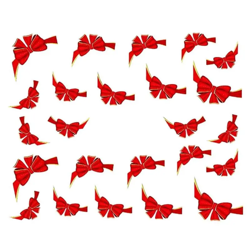 Watermark Red Bows Design Stickers Nail Art Water Transfer Tips Decals Beauty Temporary Tattoos Tools 2