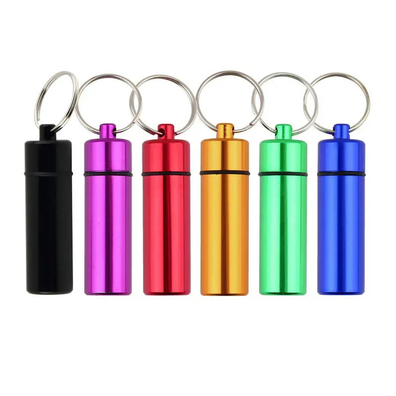 Waterproof Aluminum Medicine Pill Box Case Bottle Cache Drug Holder Keychain Container 1
