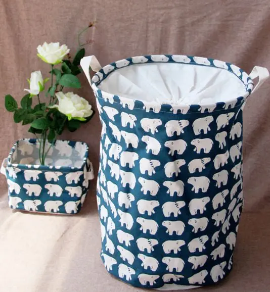 Waterproof Canvas Beam Laundry Storage Bag Basket Tree Pattern Cotton Linen Clothes Storage Basket 85300 1