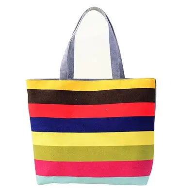 Wavy Stripes Shopping Handbag Shoulder Canvas Bag Women Bags Durable Women Ladies Shoulder Beach Bolsos 2