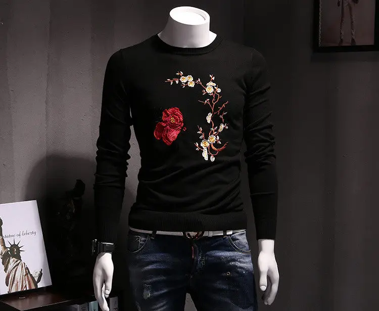 Wear Hombrefloral Sweaters And Pullovers Casual Slim Fit Long Sleeved O Neck Knitted Sweaters 1
