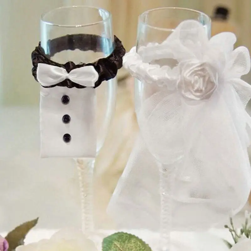 Wedding Party Wine Glasses Decoration Bridegroom Cup Decor Lace Romantic 76322 1