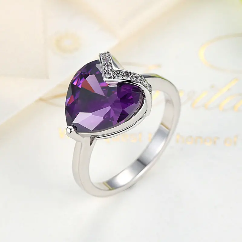 Wedding Ring Heart Shaped Big Stone Midi Finger Rings For Bijoux Femme R204 2