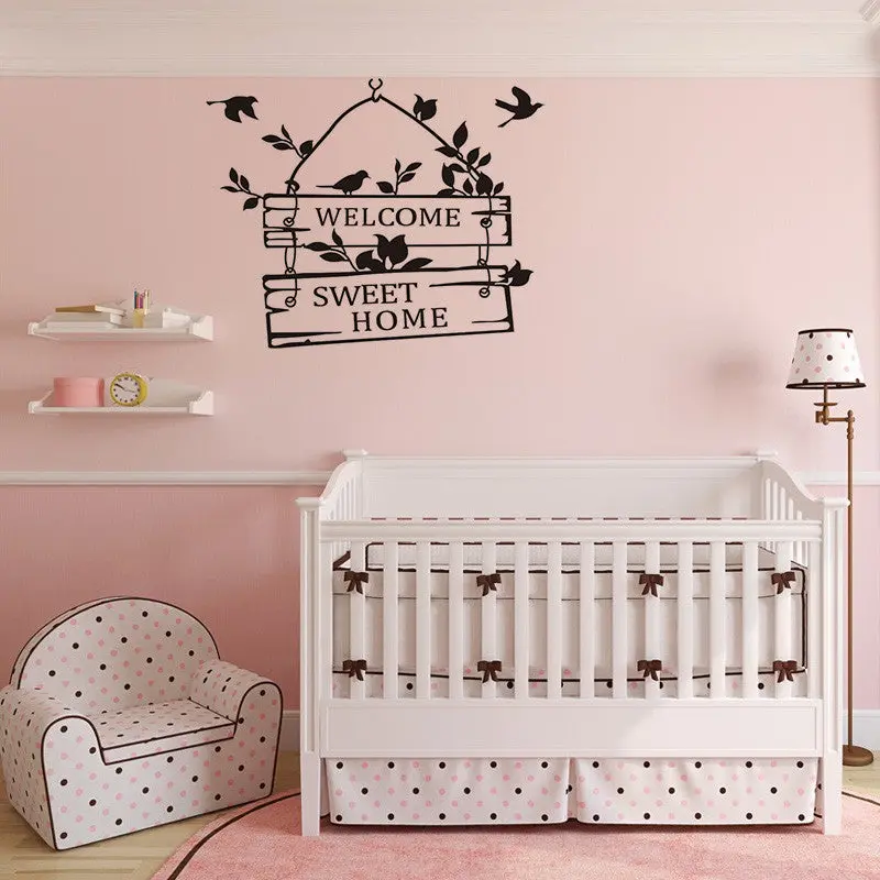 Welcome To Sweet Home Bird Wall Stickers Home Decorations Living Room Decoration Sticker Removable Vinly Wall Decals96001 1