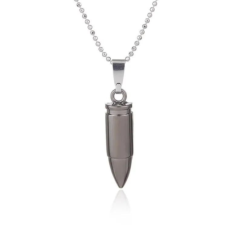 White And Gun Black Bullet Necklace Stainless Steel Engraved Army Chain Bullet Pendant Necklace Necklace Wn001 2