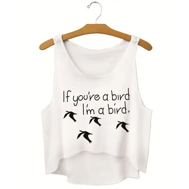 White Cropped Top Women Loose Crop Tops Casual Strap Tank Tops Famous Emoji Tank Blouse Sleeveless Cartoon Crop Tees 1