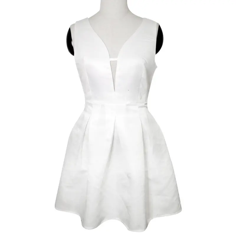 White Dress Style Robe Women Sesy V Neck Sleeveless Party Dress Dresses Big Sizes Feida 4