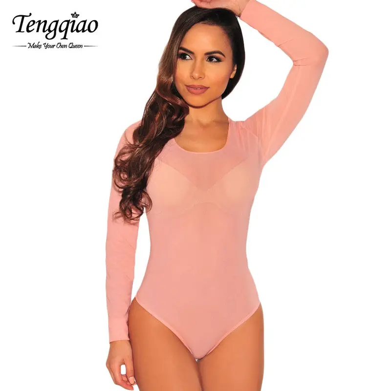 White Long Sleeve Sexy Nude Bodysuit Sheer Transparent Mesh Thong Lingerie Bodysuit Top Jumpsuit Romper Overall 13