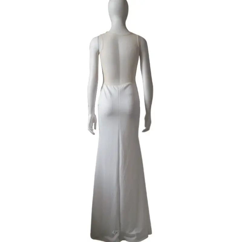 White Party Dresses Sexy Lace Mesh Patchwork Women Maxi Dress Sleeveless Bodycon Womens Dresses Slim Robe Longue Femme 4