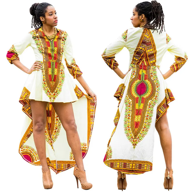 White Party Dresses Women African Print Dress Casual Loose Print Dress Robe Feida 1