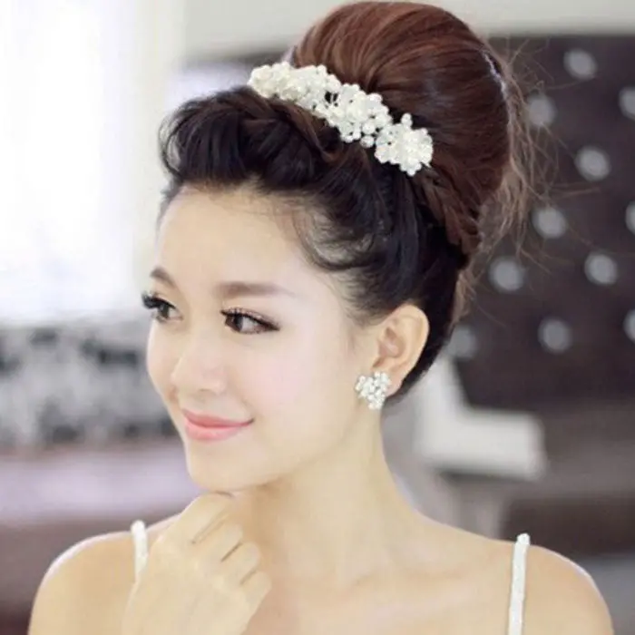 White Pearl Crystal Bride Hairwear Headdress By Hand Bridal Wedding Dress Hair Accessories Women Hairwear 1