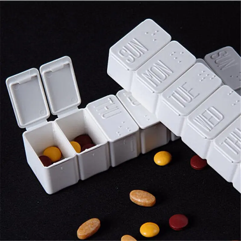 White Portable 7 Slots Weekly Pill Box Moisturepro Medicine Holder Braille Drugs Organizer Container Health Care 1