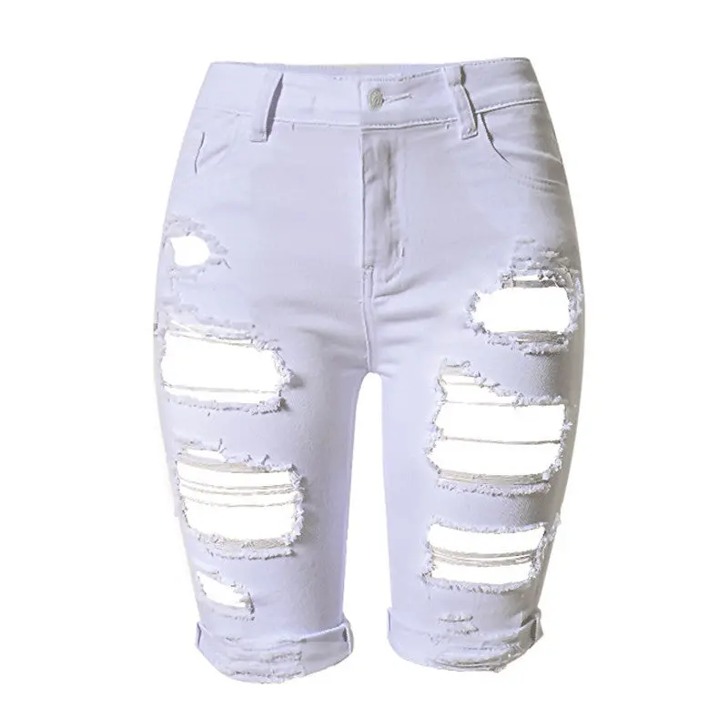 White Shorts Women High Waist Shorts Ripped Short Jeans Woman Denim Shorts Pantalones Cortos Mujer 3