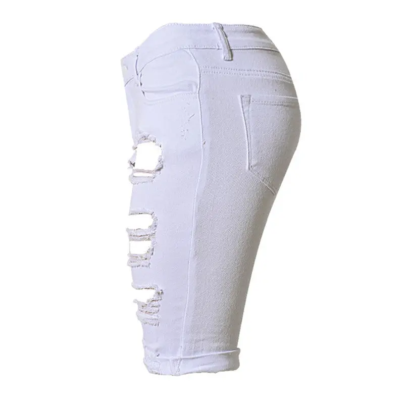 White Shorts Women High Waist Shorts Ripped Short Jeans Woman Denim Shorts Pantalones Cortos Mujer 4