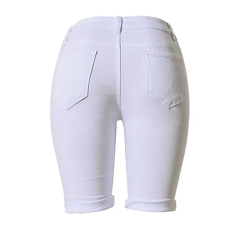 White Shorts Women High Waist Shorts Ripped Short Jeans Woman Denim Shorts Pantalones Cortos Mujer 5