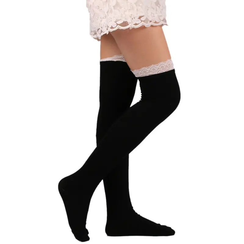 White Stockings Women Lace Compression Long Thigh High Stockings Black 4 Colors Fast Shipping Feida 1