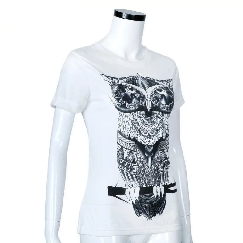 White T Shirt Women Tops 3D Owl Printing Tshirt Tshirt Graphic Tees Women Punk Rock Clothing 4