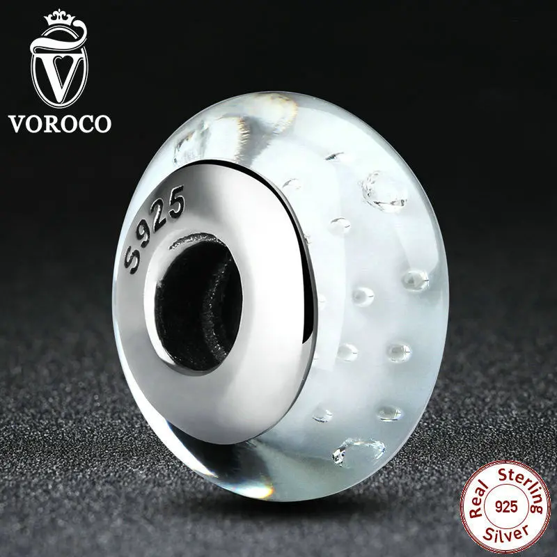 White Transparent Murano European Glass Beads Fit Pandora Bracelets Makings Z002 1