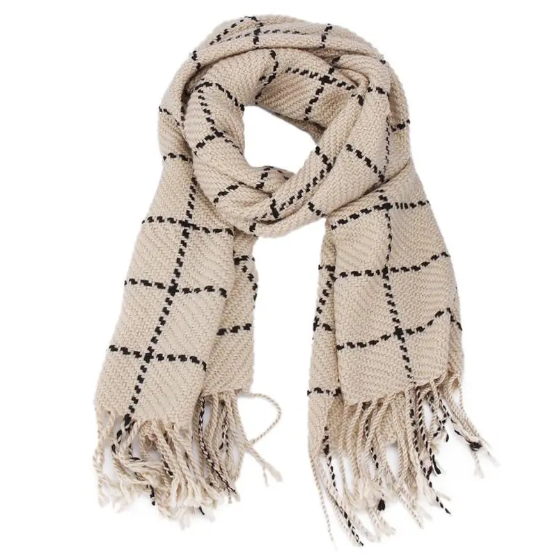Wide Tassel Big Pashmina Fashion Plaid Cashmere Women Long Scarf Women Soft Wrap Shawl 1