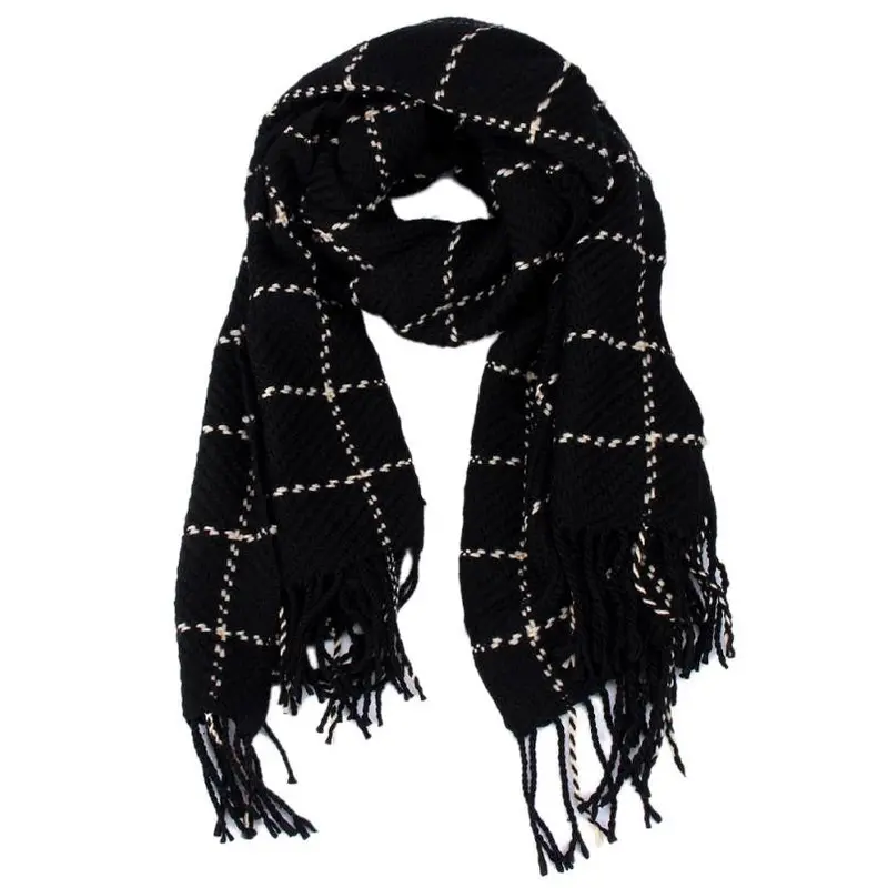 Wide Tassel Big Pashmina Fashion Plaid Cashmere Women Long Scarf Women Soft Wrap Shawl 2