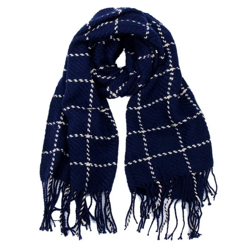 Wide Tassel Big Pashmina Fashion Plaid Cashmere Women Long Scarf Women Soft Wrap Shawl 3
