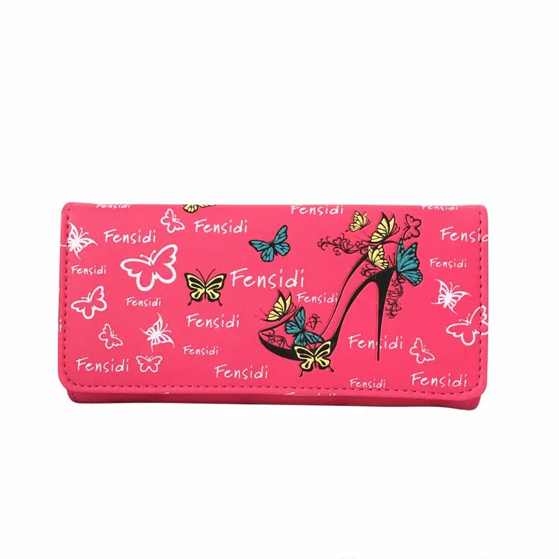 Wild Women Butterfly High Heels Pattern Leather Clutch Coin Purse Long Wallet Hbag Visiting Carteira Feminina Bag 1