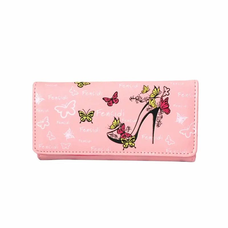 Wild Women Butterfly High Heels Pattern Leather Clutch Coin Purse Long Wallet Hbag Visiting Carteira Feminina Bag 2
