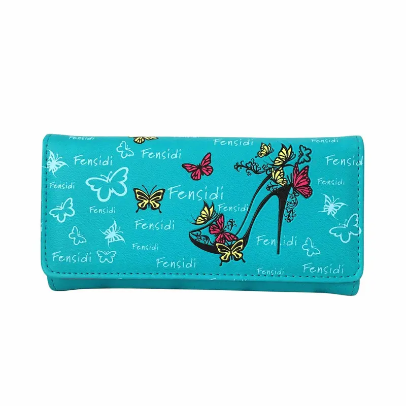 Wild Women Butterfly High Heels Pattern Leather Clutch Coin Purse Long Wallet Hbag Visiting Carteira Feminina Bag 3