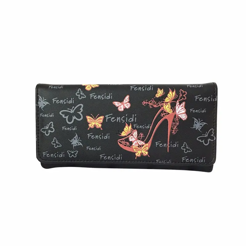 Wild Women Butterfly High Heels Pattern Leather Clutch Coin Purse Long Wallet Hbag Visiting Carteira Feminina Bag 4
