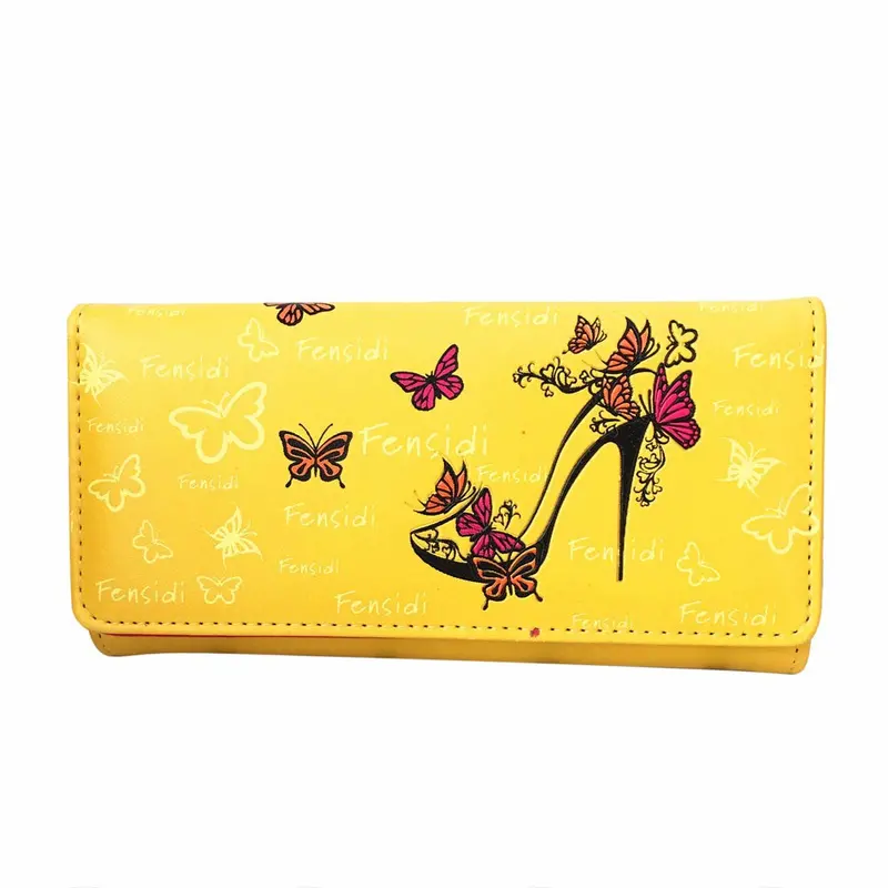 Wild Women Butterfly High Heels Pattern Leather Clutch Coin Purse Long Wallet Hbag Visiting Carteira Feminina Bag 6