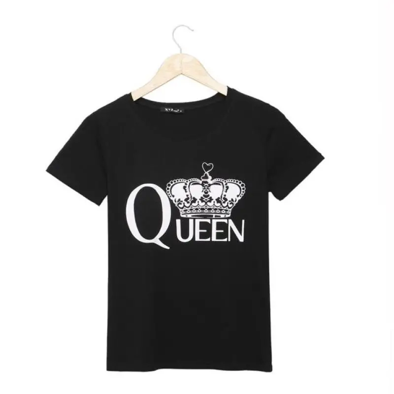 Woman Clothes Queen Letter Print T Shirts Short Sleeve Tshirt Ladies Fitness Harajuku White Black Top Tees 1