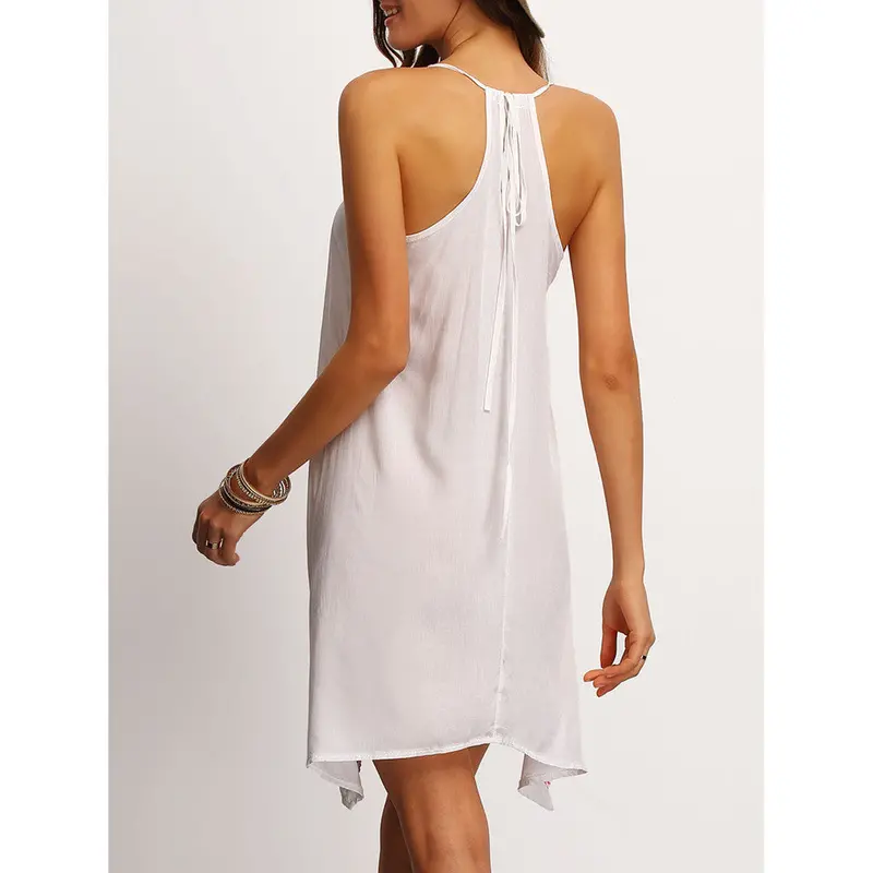 Woman Dress Round Neck Sleeveless Womens Casual Clothing Print Backless Ladies Dresses Sundress 3