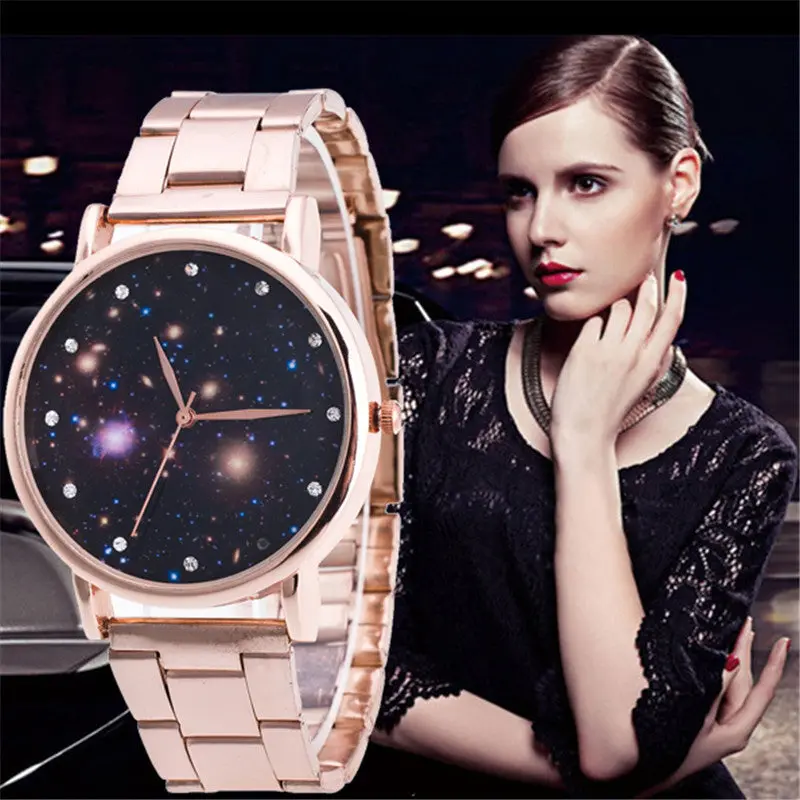Woman Mens Retro Design Business Watch Relogio Feminino Famous Alloy Band Analog Quartz Watches Gold Star Universe Watch 2