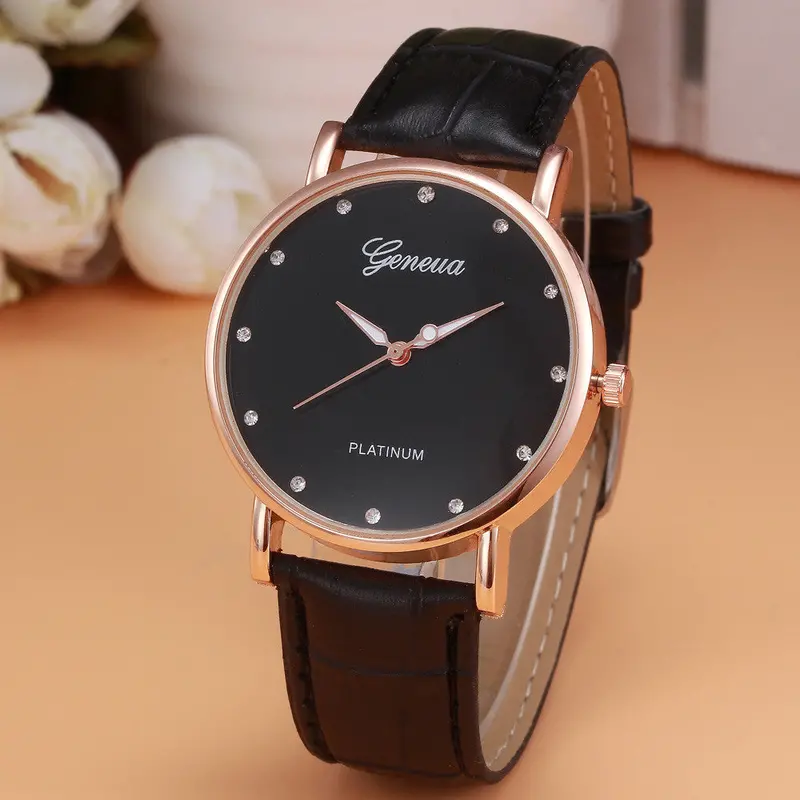 Woman Watch Elegant Casual Clock Retro Design Leather Band Women's Wrist Quartz Watch Relojes Mujer Feida 2