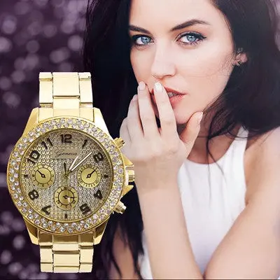 Woman Watches Bracelet Rhinestone Crystal Elegant Dress Clock Retro Design Analog Watch Relogio Feminino 1