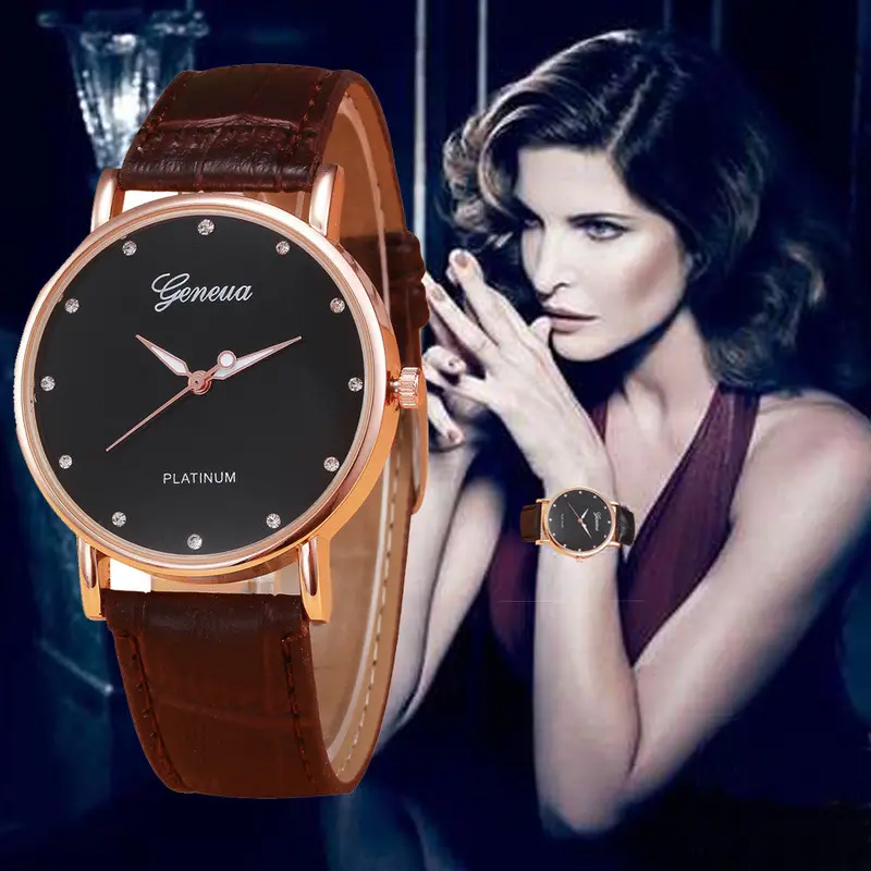 Woman Watches Dress Retro Design Leather Band Analog Alloy Quartz Wrist Watch Clock Montre Feida 2