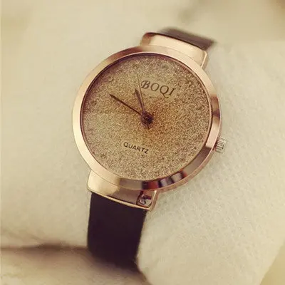Woman Watches Girl Luxury Sands Starry Simple Temperament Pu Leather Band Clock Quartz Watch Relogio Feminino 1
