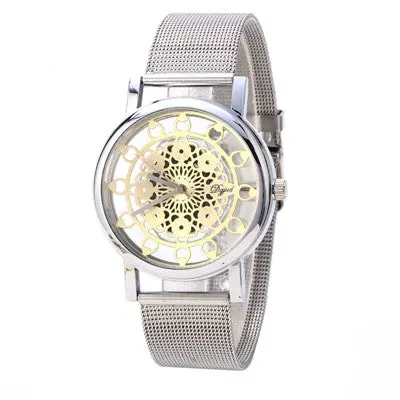Woman Watches Gold Silver Dress Clock Ladies Phoenix Mechanical Hollowout Stainless Steel Relogio Feminino 2