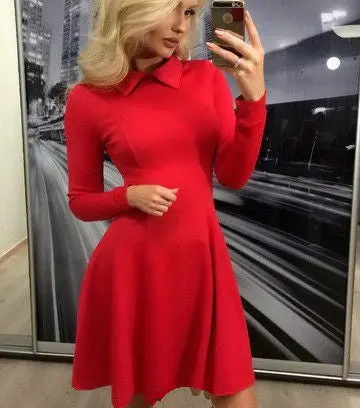 Women A-Line Dress Cute Peter Pan Collar Long Sleeve Dress Sexy Cusual Solid Slim Dress Vestidos Plus Size Gv469 9