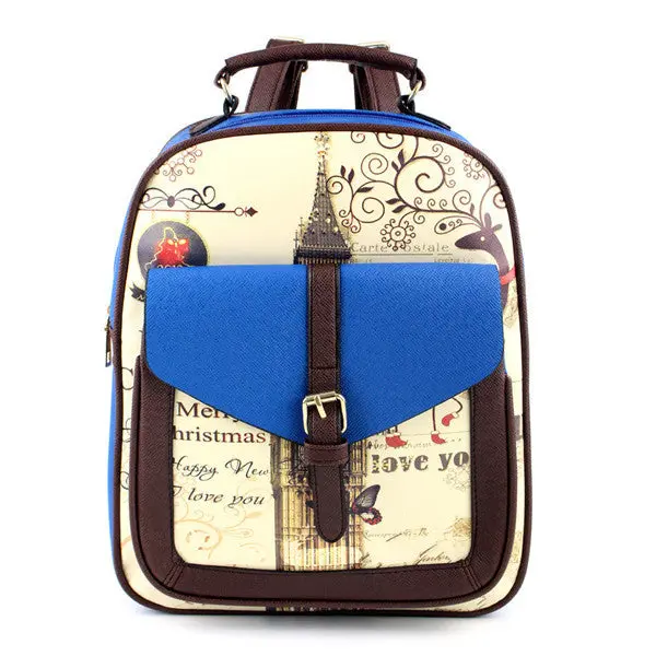 Women Backpack Belfry Printing Leather Backpack For Girl Bag School Backpacks Bag Mochila 3