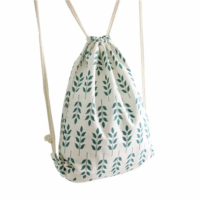 Women Backpack Canvas Butterfly Printing Drawstring Backpack For Girl Student School Backpacks 3